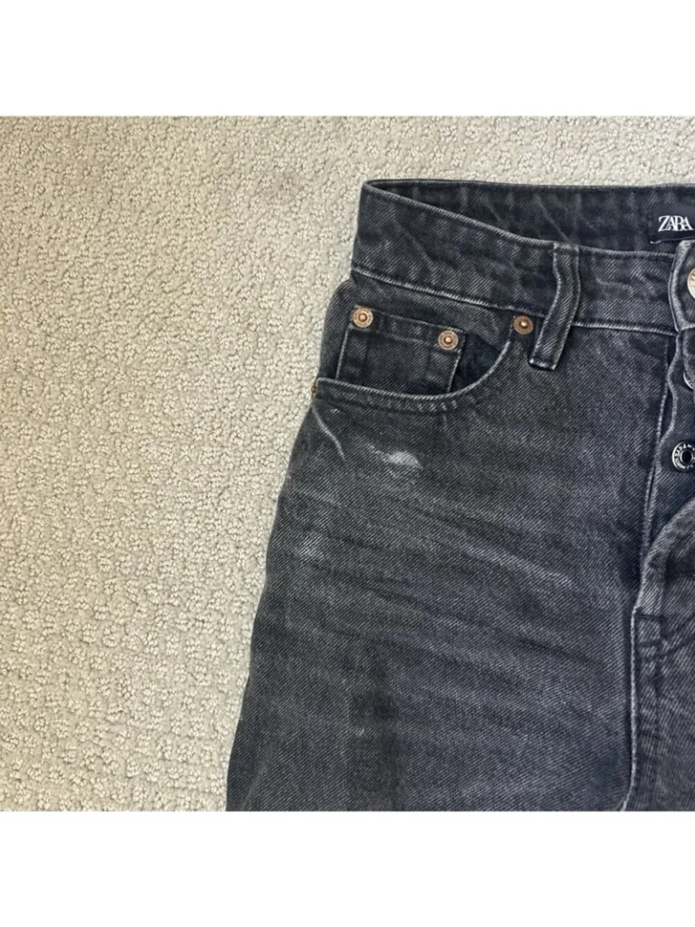 Zara Womens Skinny Jeans Black Stretch Denim High Rise Button Fly Size 00